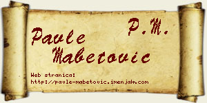 Pavle Mabetović vizit kartica